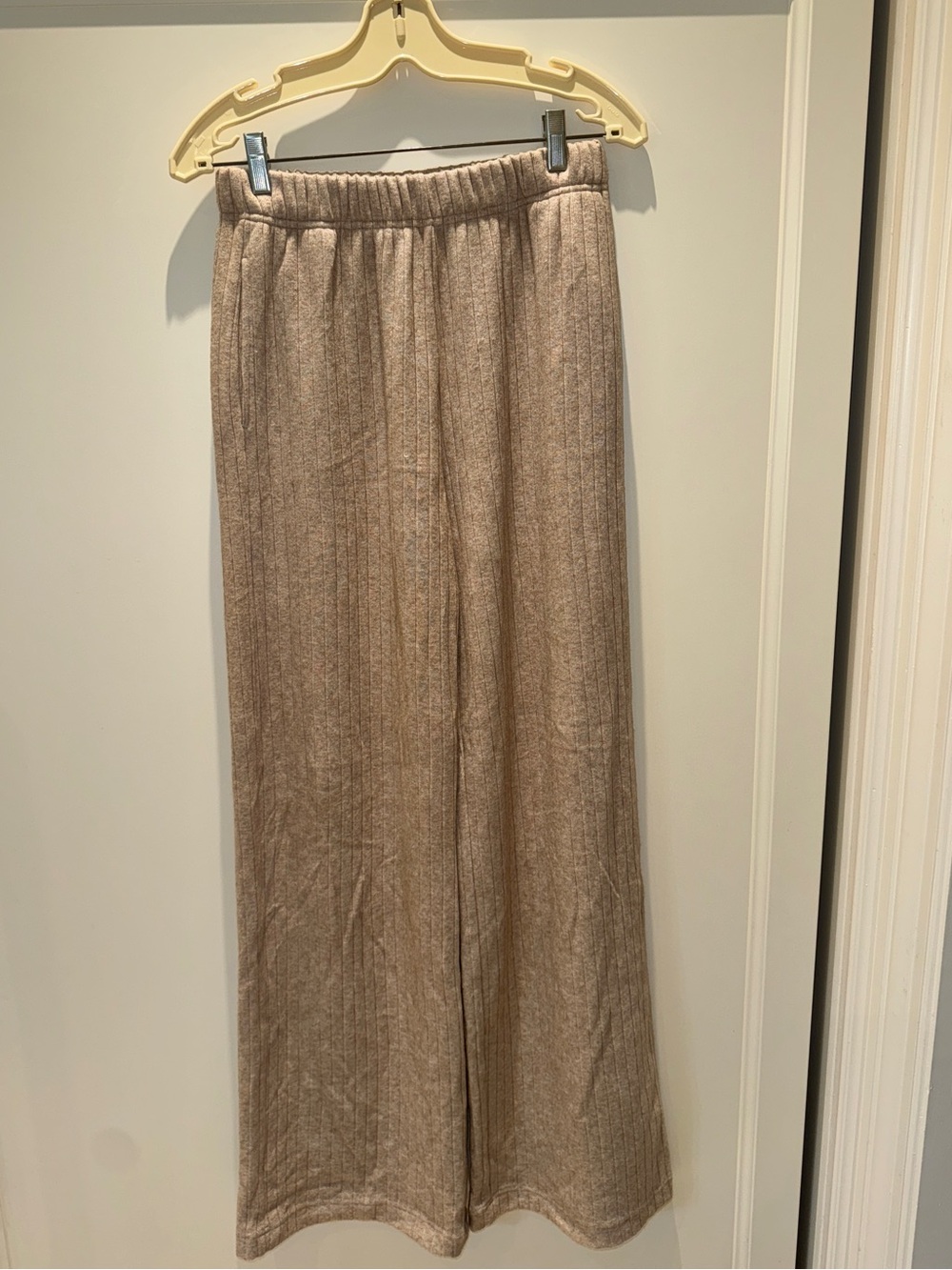 White Fox Wide Leg Knit Pants in Taupe